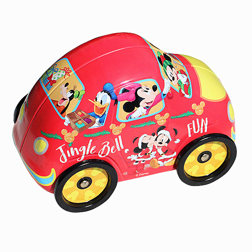 Car shape four wheels kids toys can save small things easy open colorful print tin box