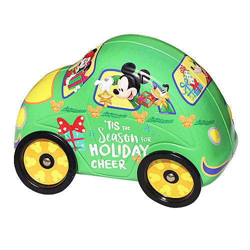 Car shape four wheels kids toys can save small things easy open colorful print tin box