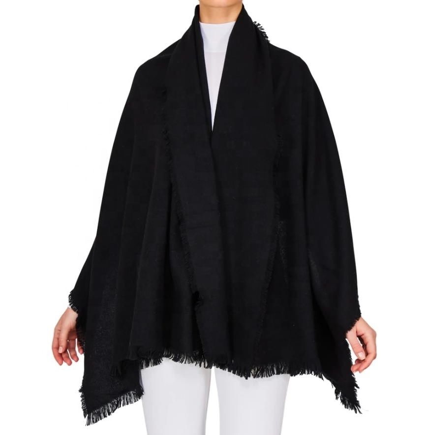 Solid Color European Women's Pure Weave Cashmere Scarves Woven Shawl Ladies Wrap Winter Spring Autumn