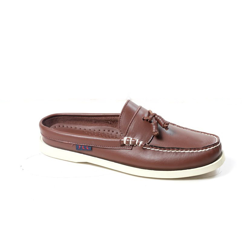 Tassel Genuine Leather Half Slippers Slip On Loafers Men Half Boat Shoes