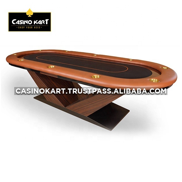 factory custom  multi-functional poker table  Oval Shape  Wooden Poker Table with plastic dealer tray