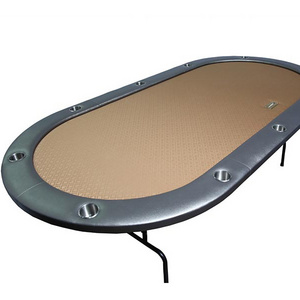 Casino Grade Foldable Table Oval Shape Poker Table with folding legs and customised design and table felt