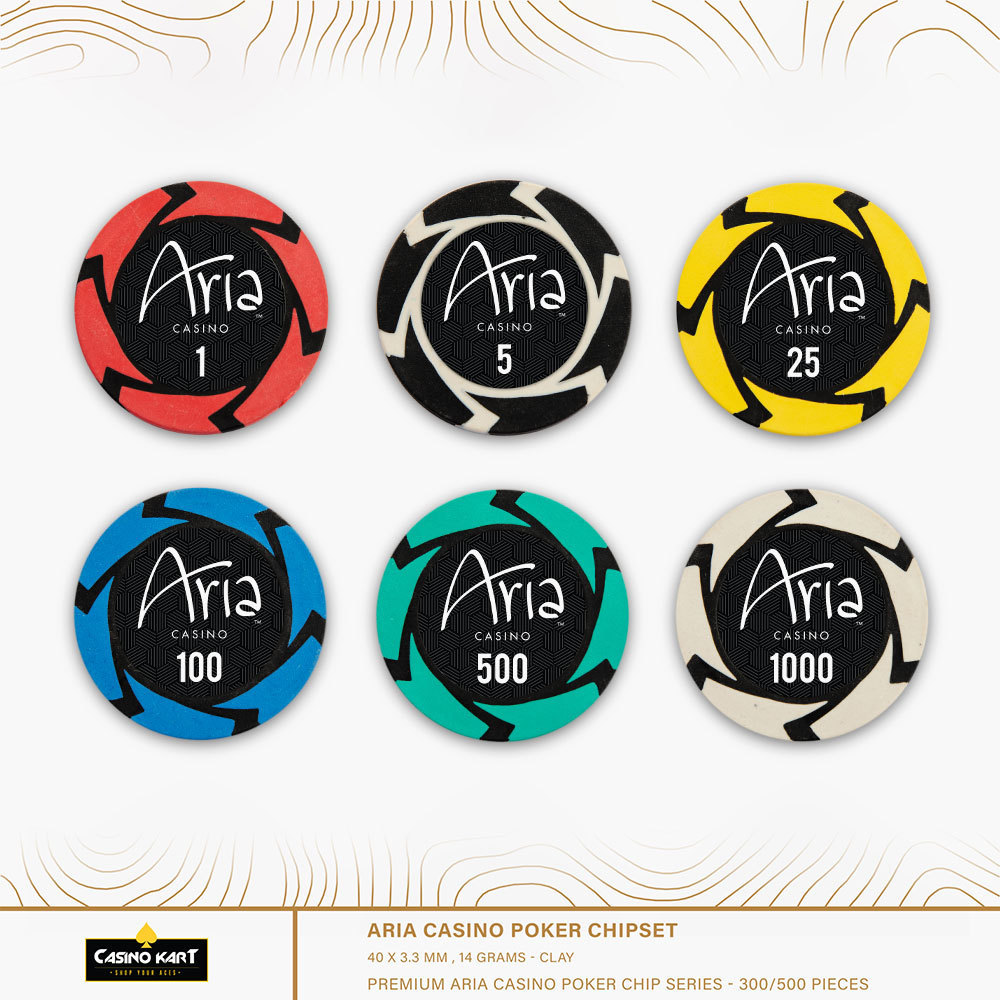 Casino quality clay poker chip with customised colour and logo in lay 14 gm casino chip Aria Poker Chips Baccarat Blackjack