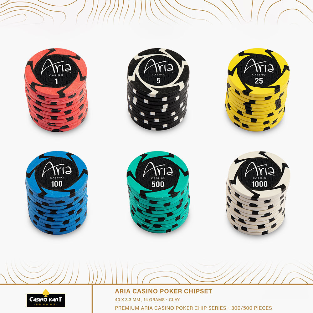 Casino quality clay poker chip with customised colour and logo in lay 14 gm casino chip Aria Poker Chips Baccarat Blackjack