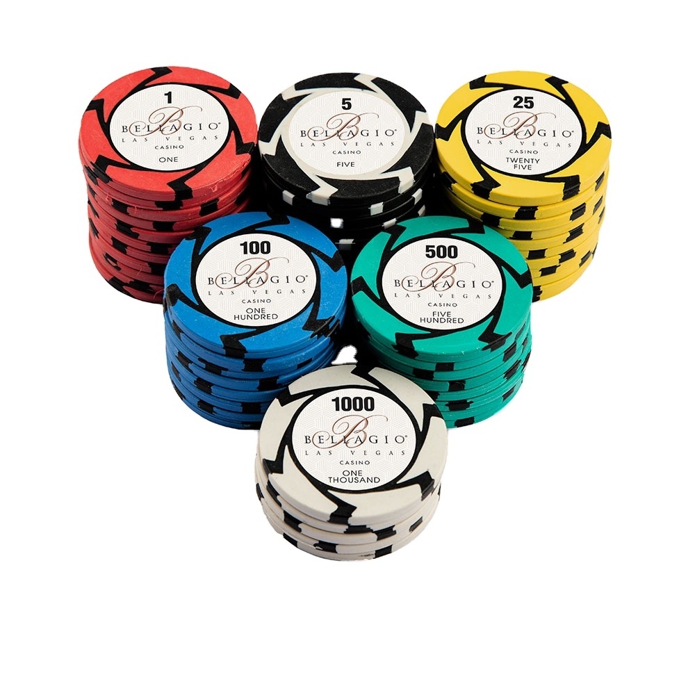 Bellagio Poker Chips Casino quality clay poker chip with customised colour and logo 14 gm in lay