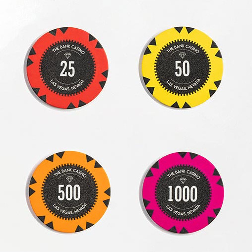 Casino quality clay poker chip with customised colour and logo in lay 14 gm casino chip