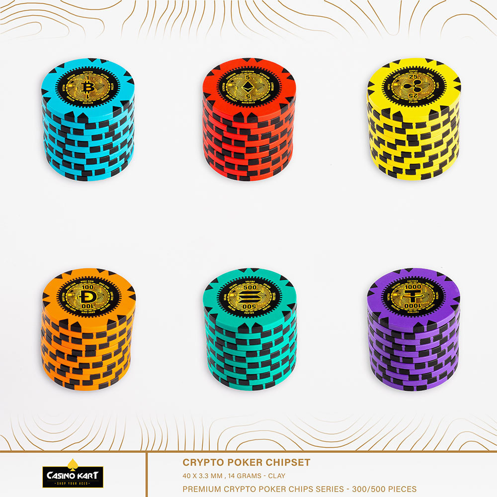 Casino quality clay poker chip with customised colour and logo in lay 14 gm casino chip Crypto Poker Chips Baccarat Blackjack