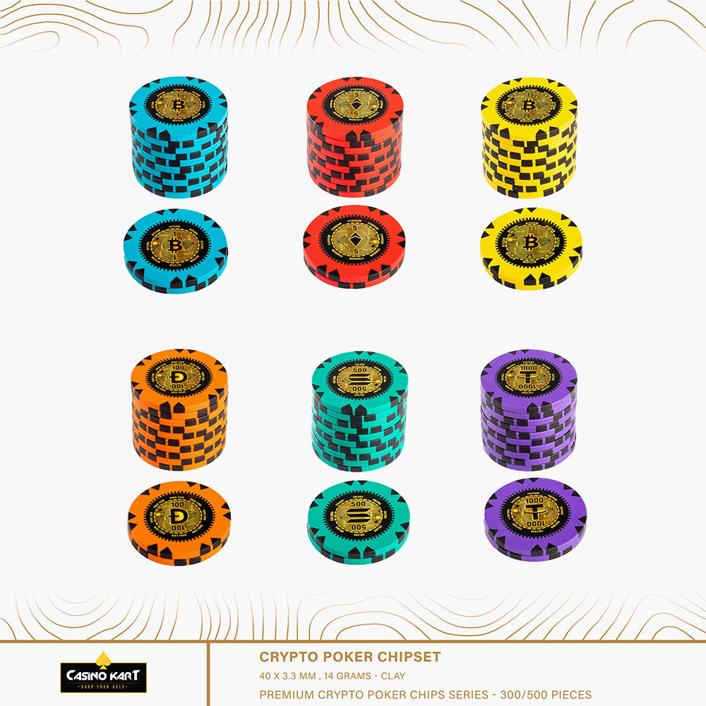 Casino quality clay poker chip with customised colour and logo in lay 14 gm casino chip Crypto Poker Chips Baccarat Blackjack