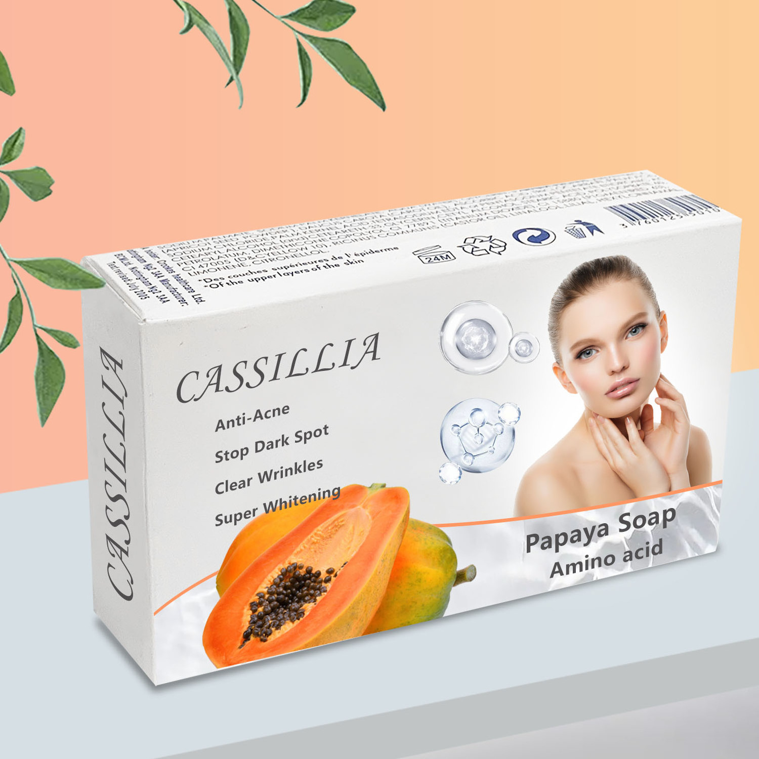 Cassillia private label new papaya carrot soap whitening breast enhancement soap pure herbal gluta africa soap for black skin