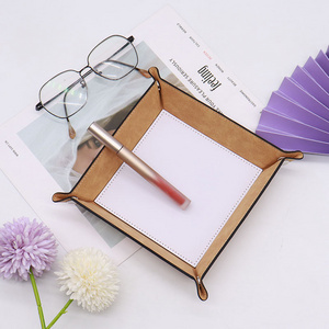 Personalized Key Jewelry Sublimation Storage Trays Blank Foldable Square Luxury Leather Tray