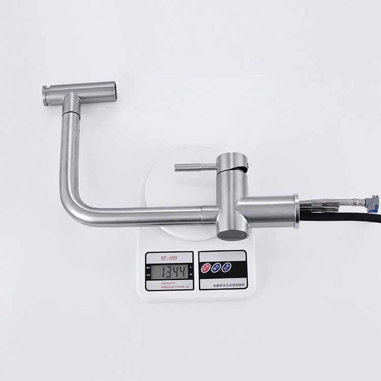 Customized Stainless Steel Faucet Hot And Cold Mixer Kitchen Tap Pull Down Solid Spring Loaded Sprayer Single Handle