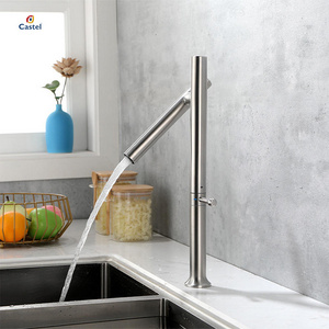 Kitchen Faucet 304 Stainless Steel Mixer Water Cold &hot Single Handle 360 Rotation Ceramic Valve Core