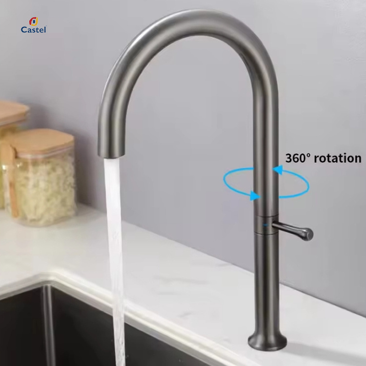 Kitchen Accessories Stainless Steel High Arc Kitchen Mixer Faucet Gun Grey Sink Faucets