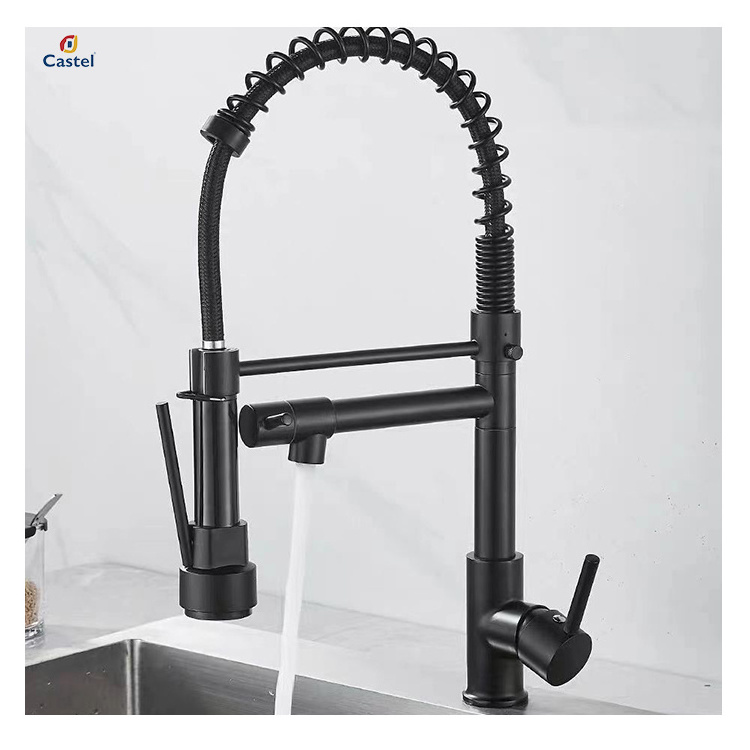 Excellent Quality Multi-functional Deck-mounted Tap Gold Silver Rotatable Pull Out Kitchen Faucet