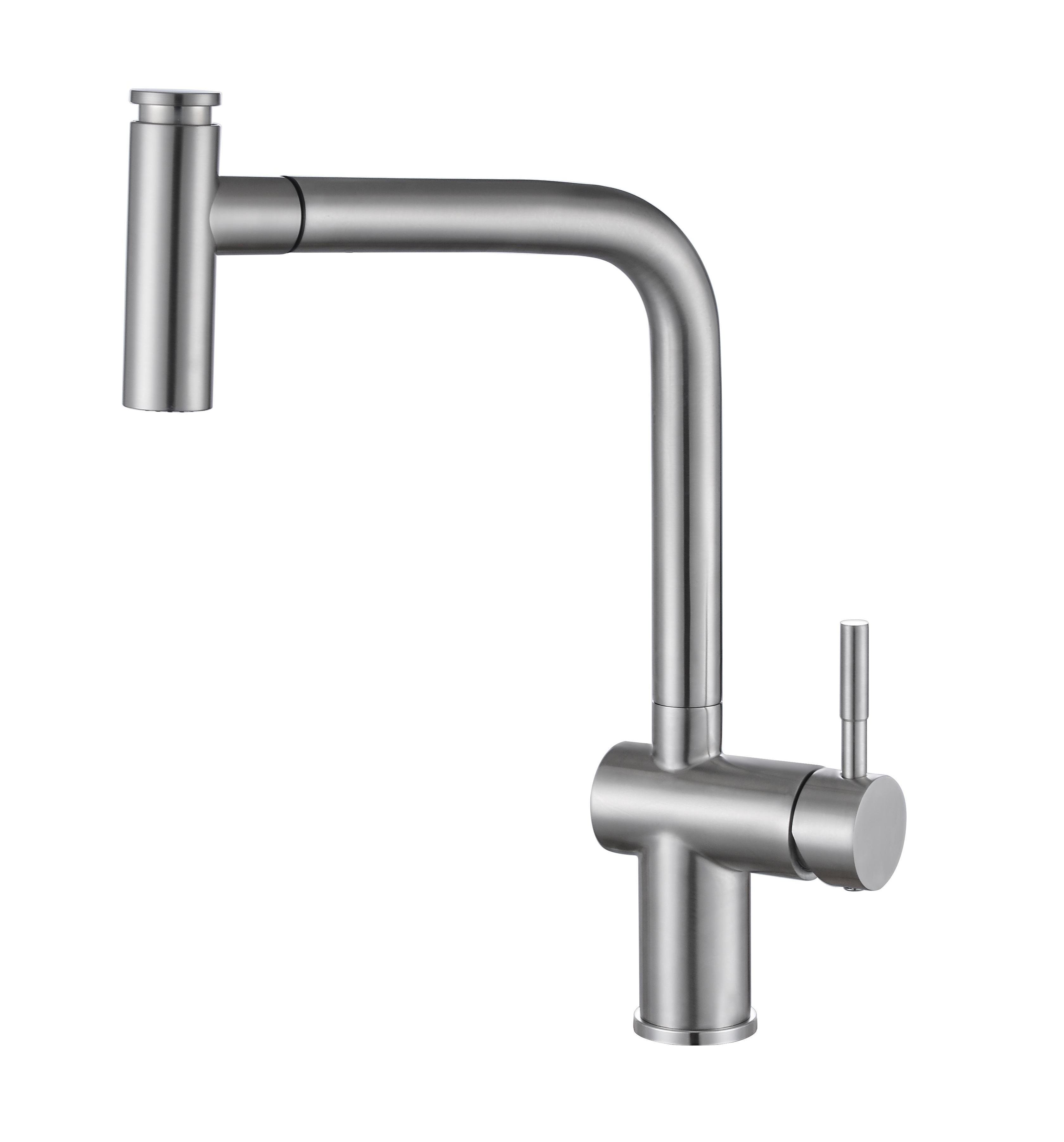 Customized Stainless Steel Faucet Hot And Cold Mixer Kitchen Tap Pull Down Solid Spring Loaded Sprayer Single Handle