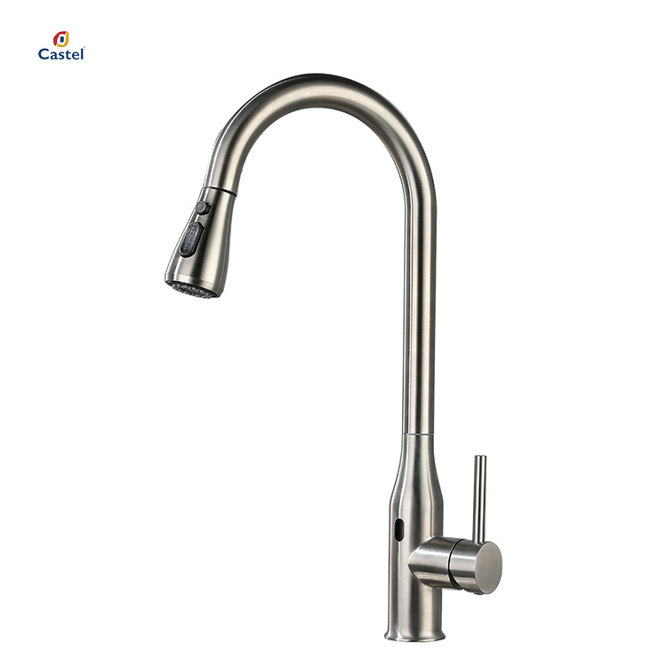 Brushed Nickel Kitchen Sink Mixer Smart Automatic Infrared Sensor Touchless Faucet