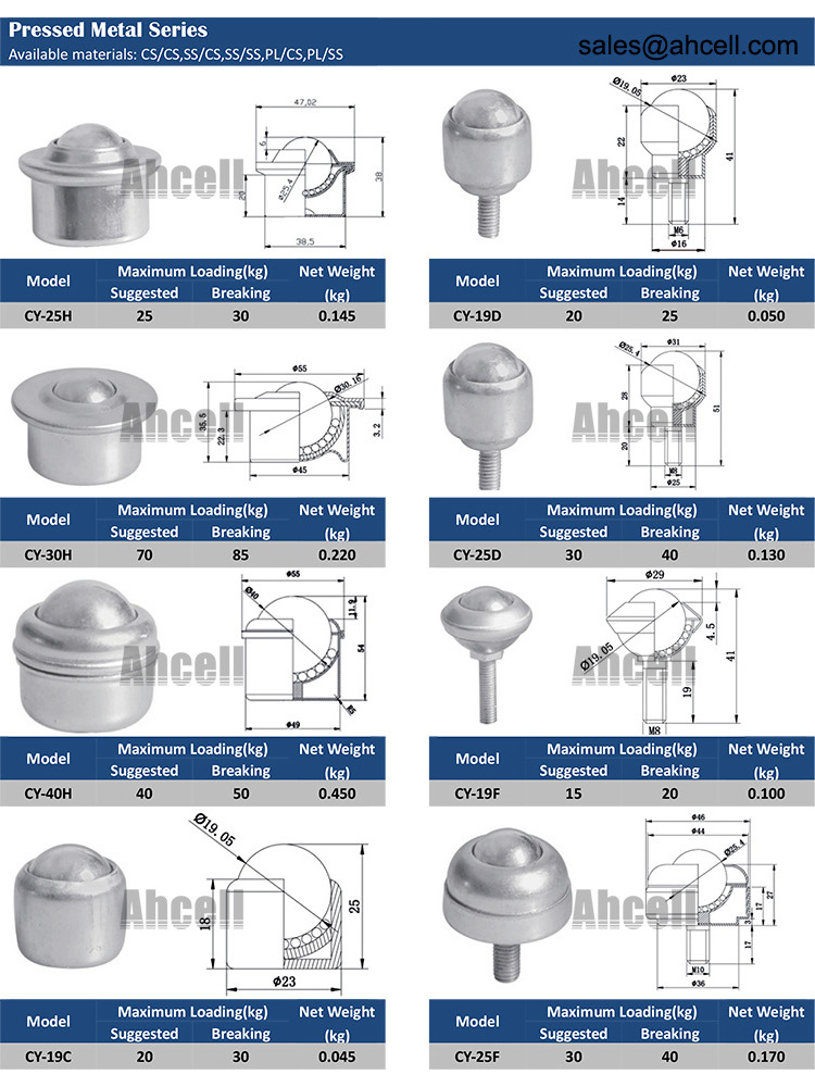 CY-25F Thread Bolt Plastic Ball Omniball Transfer Unit Furniture Table 1 Inch Swivel Wheels Nylon Ball Caster