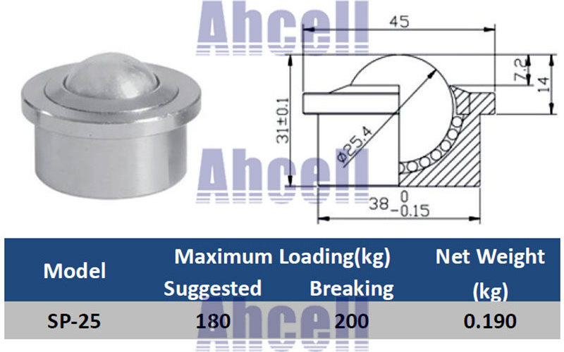 SP-25-SS 25.4mm 1 Inch Stainless Steel Ball Transfer Unit Omniball Conveyor Castor Metal Ball Caster Wheel