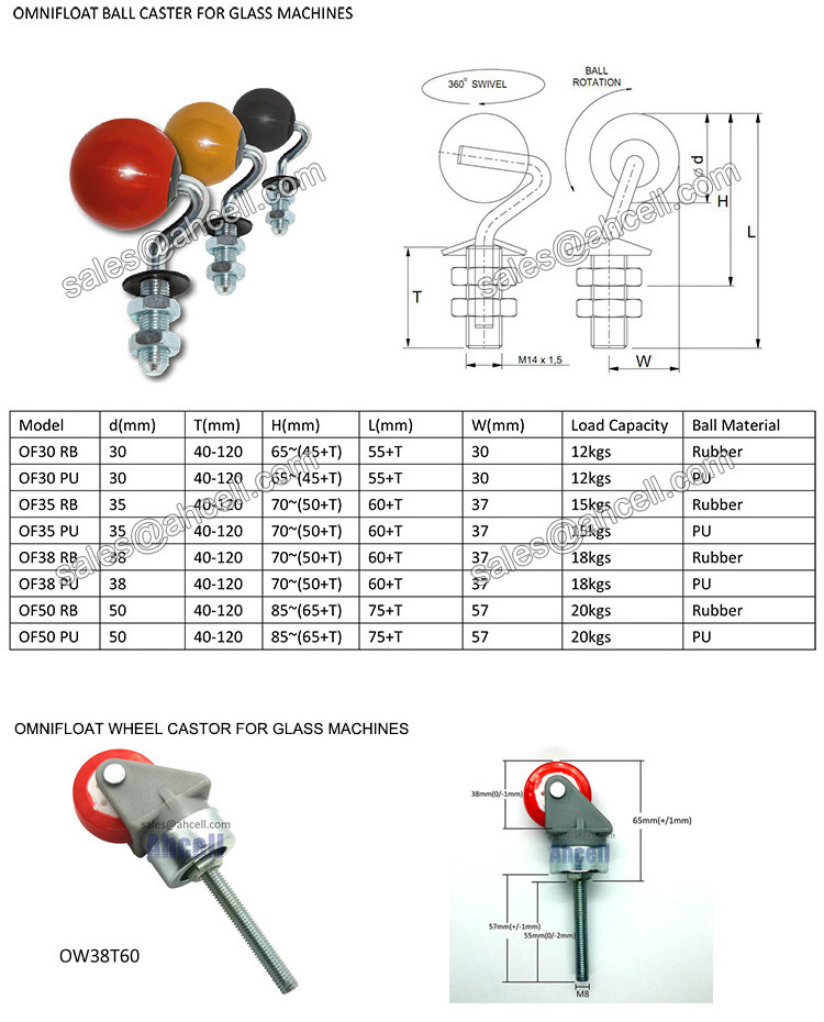 30mm Glass Table Handling Conveyor Rubber Ball Wheel,Omnifloat Rubber Caster PU Omniball Red POLYURETHANE Castor