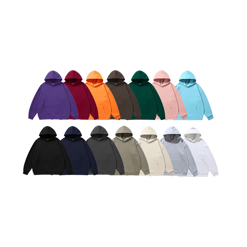 2023 Winter new design 380 gsm hoodie Plain color french terry 100% cotton hoodie 380gsm No strings 380 gsm hoodie