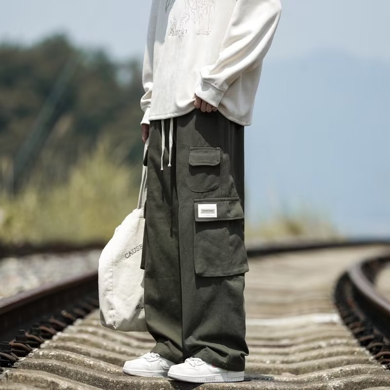 2022 Quality Wholesale men wide leg pants Baggy cargo pants men Cheap khaki men cargo work pants