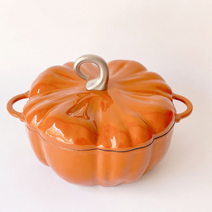 hot selling  Enamel Cast Iron Pot Cookware Design Pumpkin Creativity Coating Non Stick Casserole Pot with Lid