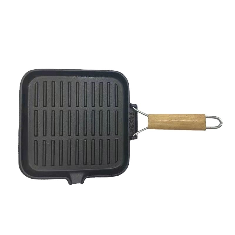 Non Stick folding handle BBQ collapsible grill pan square cast iron grill pan raclette removable handle