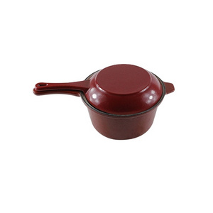 Hot selling  Enameled 2-In-1 Cast Iron Combo Cooker Long Handle Double Dutch Oven Cookware Set