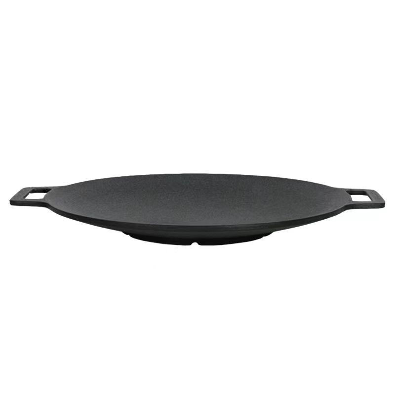 Outdoor camping round barbecue plate Korean griddle grill pan BBQ supplies cast iron grill pan