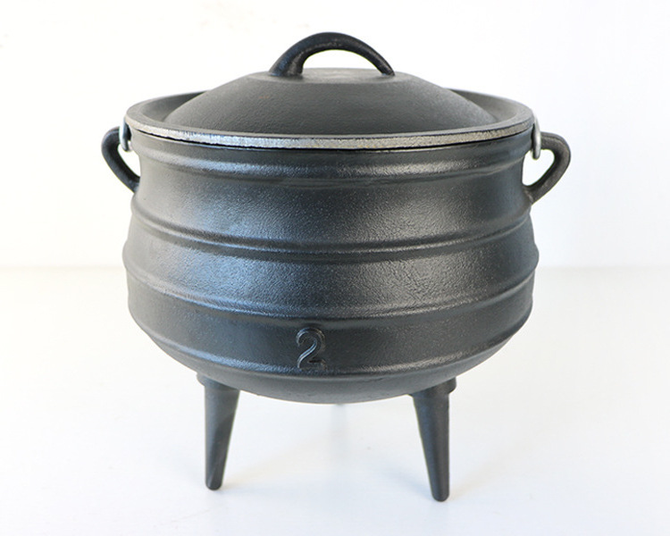 Wax Coating Cast Iron Three Legs Potjie Pot Cauldron Dutch Oven for Outdoor Camp Cooking Metal Sustainable Stewpot Hot Pot