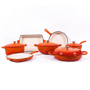 customizable Kitchen  enameled dutch oven cast iron cookware casserole cooking soup & stock cast iron pots and pans set