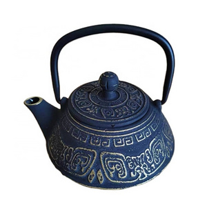 Chinese Black Enameled 400ml Cast Iron Teapot Cast Iron Teaware Hot Water Kettle With S.S filter, Warmer and Iron Stand