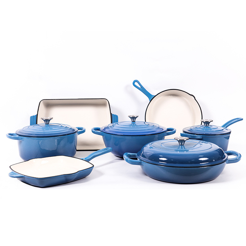 customizable Kitchen  enameled dutch oven cast iron cookware casserole cooking soup & stock cast iron pots and pans set