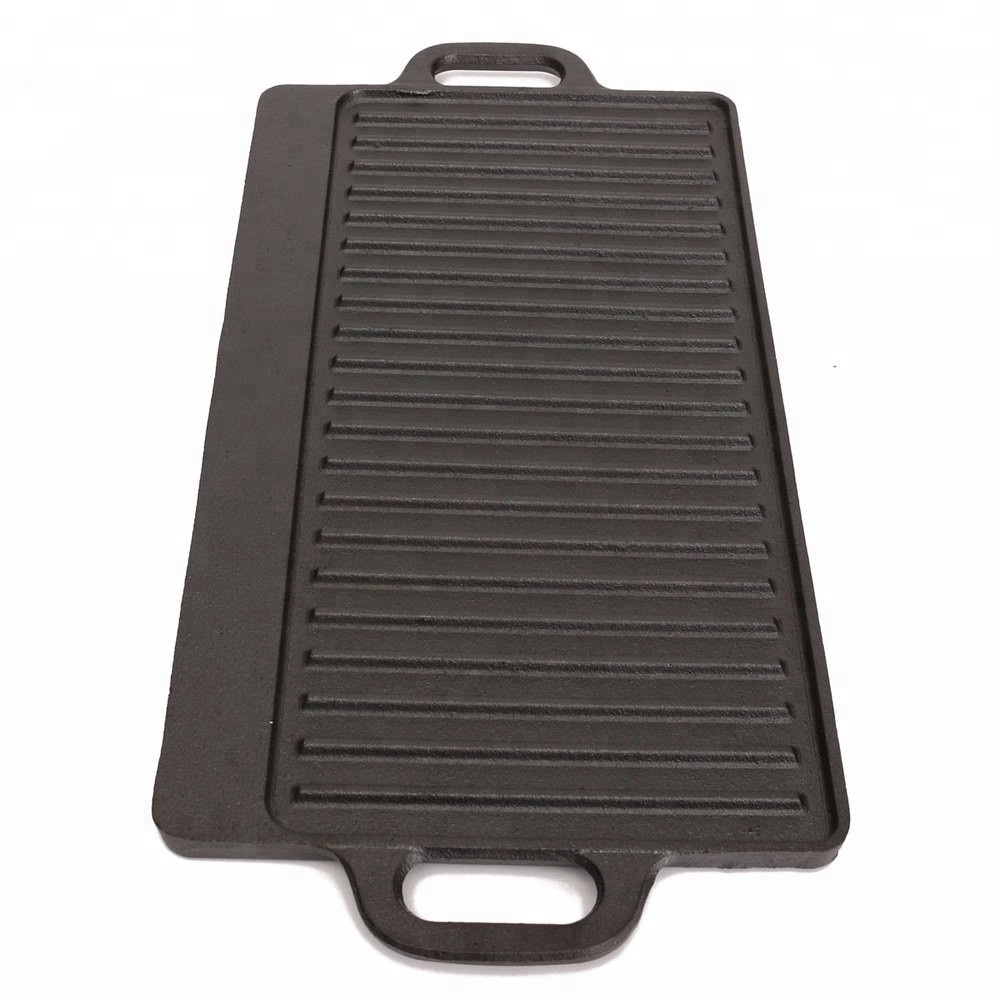 Rectangular Cast Iron Dessini Double Side Grill Pan, Cast Iron Grill Pan Cookware