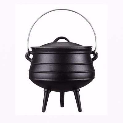 Wax Coating Cast Iron Three Legs Potjie Pot Cauldron Dutch Oven for Outdoor Camp Cooking Metal Sustainable Stewpot Hot Pot