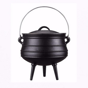 Wax Coating Cast Iron Three Legs Potjie Pot Cauldron Dutch Oven for Outdoor Camp Cooking Metal Sustainable Stewpot Hot Pot