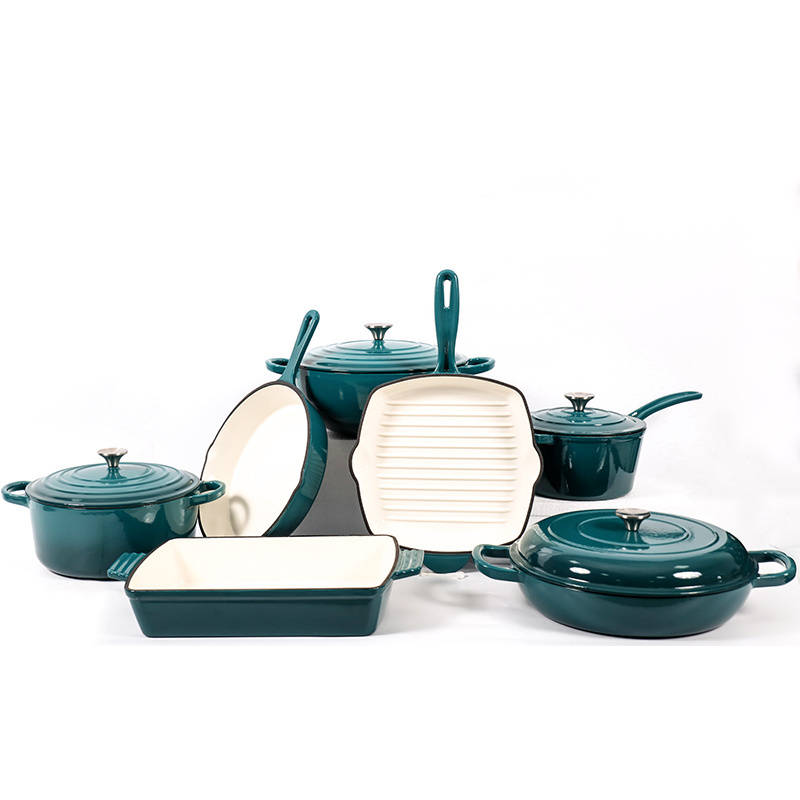 customizable Kitchen  enameled dutch oven cast iron cookware casserole cooking soup & stock cast iron pots and pans set