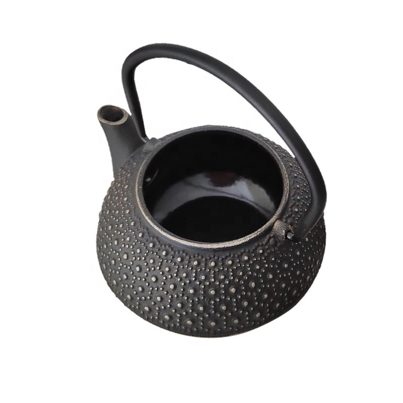 Chinese Black Enameled 600ml Cast Iron Teapot Cast Iron Teaware Hot Water Kettle