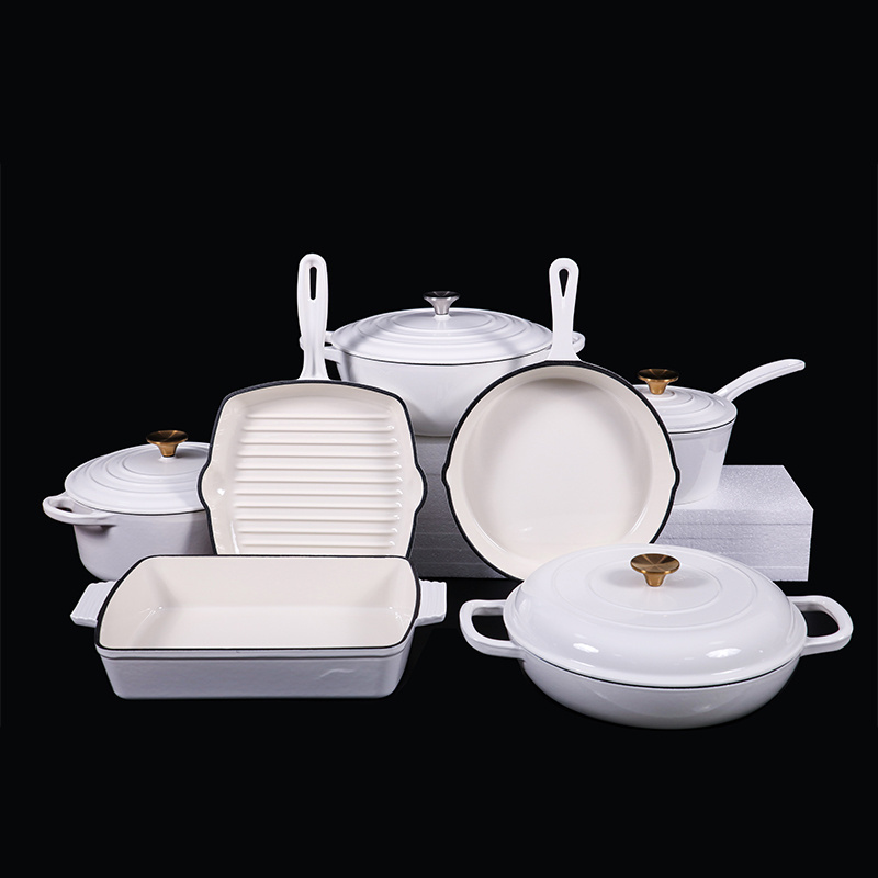 customizable Kitchen  enameled dutch oven cast iron cookware casserole cooking soup & stock cast iron pots and pans set