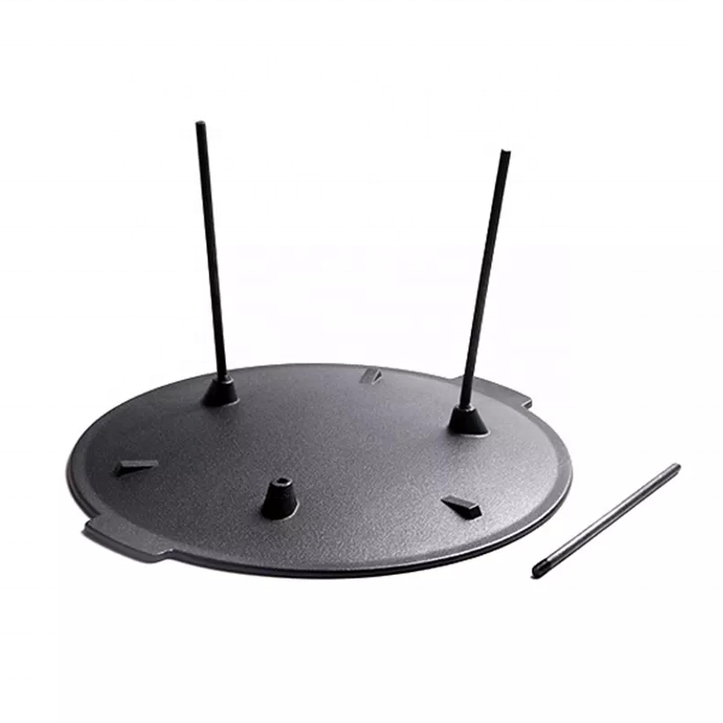 Outdoor Camping BBQ Cast Iron Grill Pan with Three Removable Legs