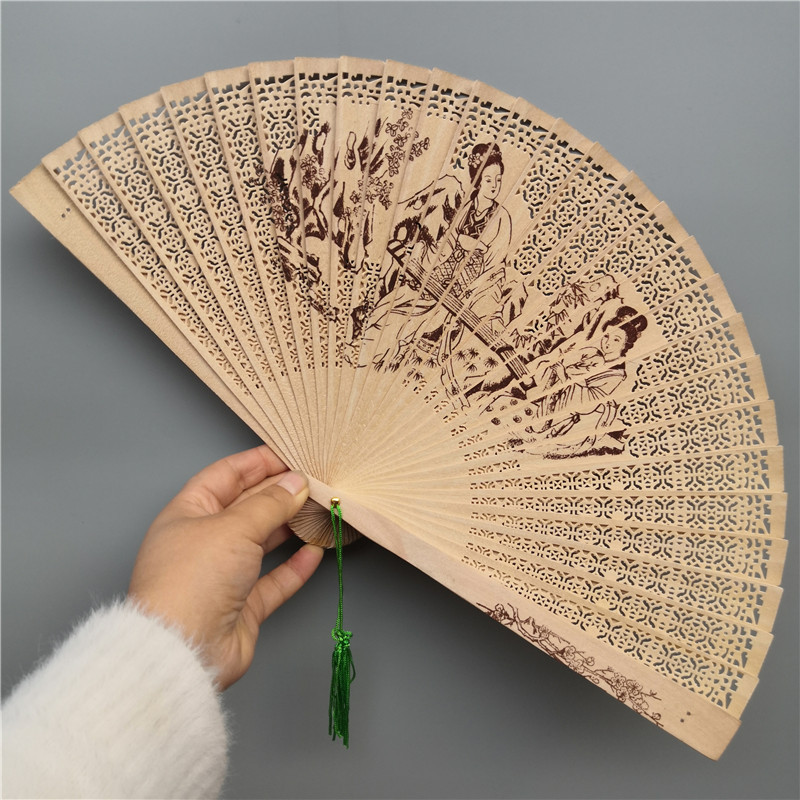 O-F002 Wholesale wooden hand fan Chinese Aromatic Wood Folding Hand Fans Elegant Wedding Holiday Gifts Bamboo Hand Fan