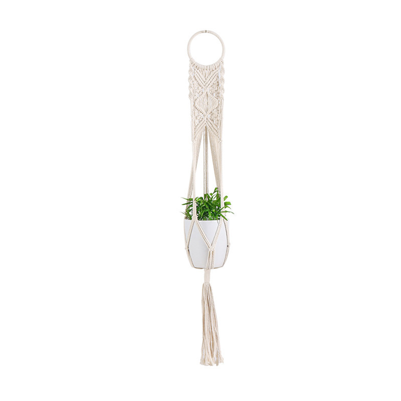 D-MW006 Handmade Indoor outdoor Wall Hanging Planter Basket Flower Pot Holder Boho Home cotton Macrame Plant Hangers Decor