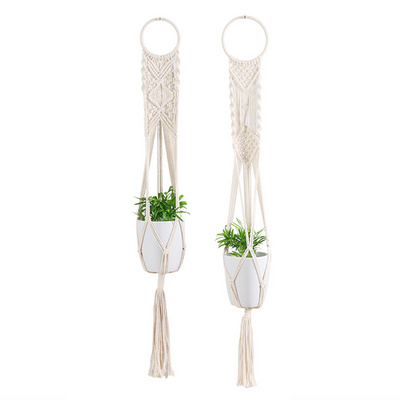 D-MW006 Handmade Indoor outdoor Wall Hanging Planter Basket Flower Pot Holder Boho Home cotton Macrame Plant Hangers Decor