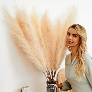 AF1003-1 Pampas Grass Large 45"/115CM Tall Big Artificial Pompous Grass Fake Pampas Branches Plants Fluffy Flower  Vase Filler