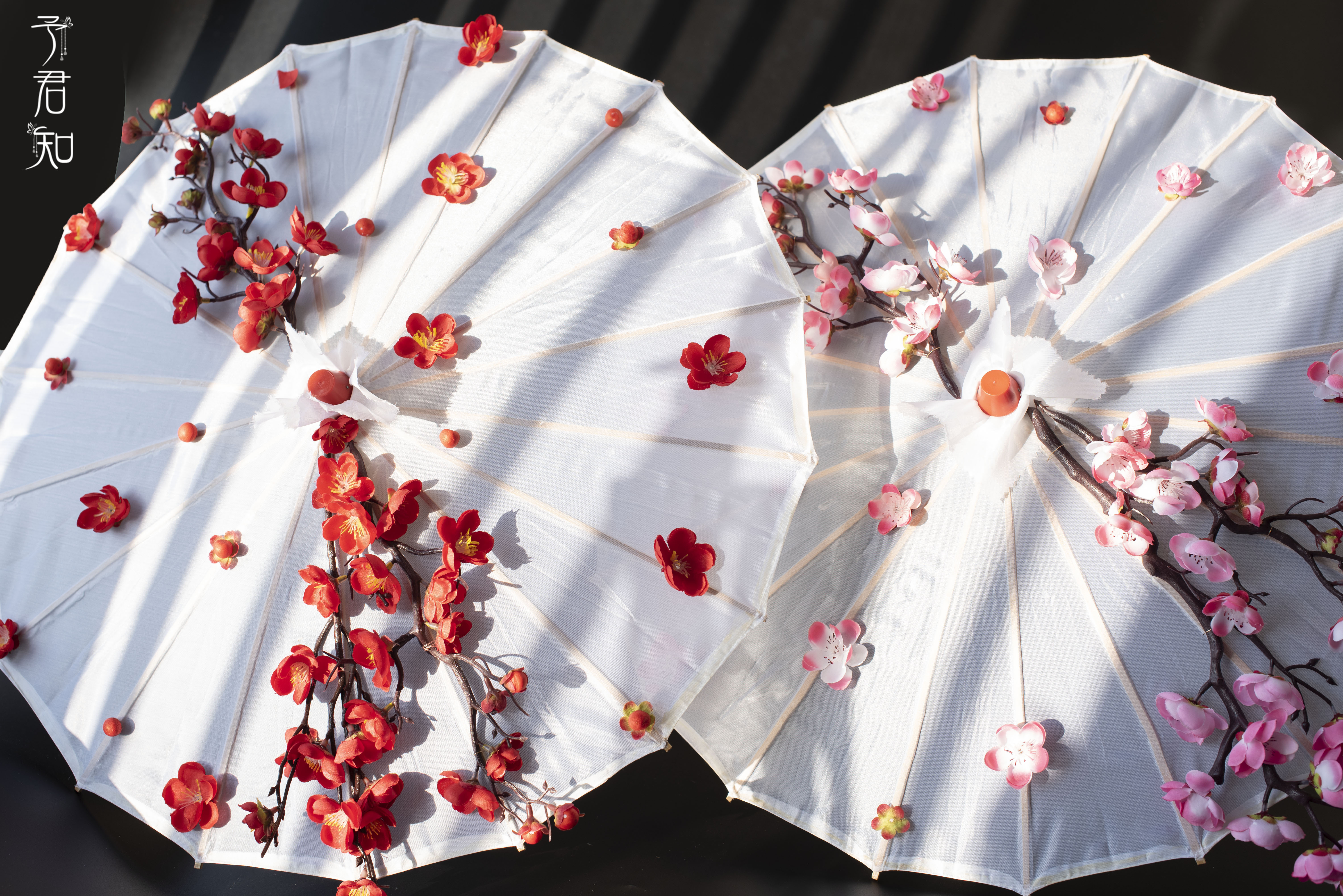 C-FU001 Wedding decor Artificial Bridal Umbrella silk Flower Girl Parasol Fake Bridal Floral flower Umbrella For Wedding decor