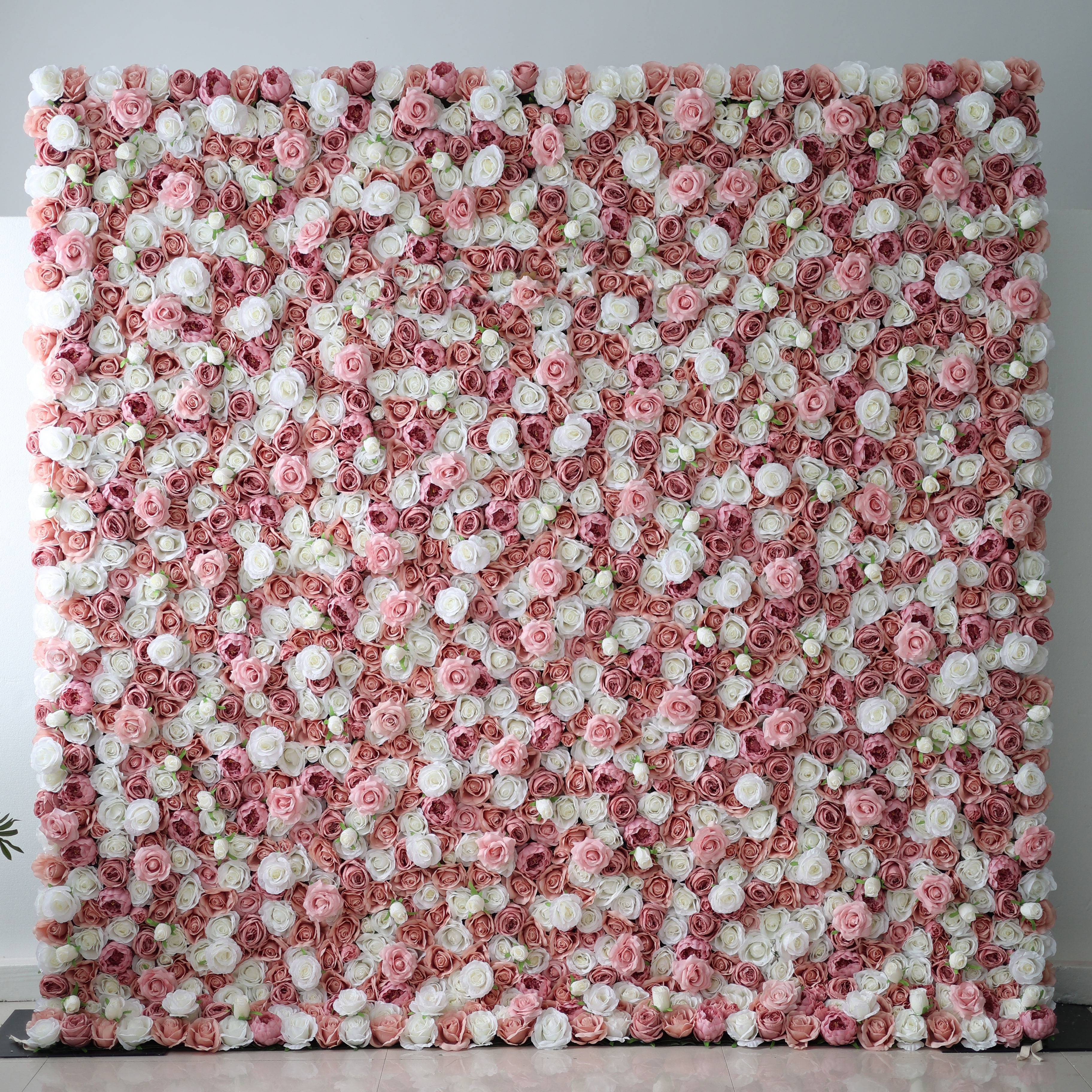 Rose Floral Wall Luxury Wedding Silk Cloth Flower Wall Decorative 3D Rolled Up Blush Pink Artificial Flower Backdrop Panels