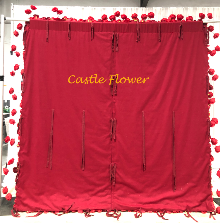 M-W01 Customize 5D Silk Flower Wall Red Rose Flower Wall Panel for Wedding Decor New Design Backdrop