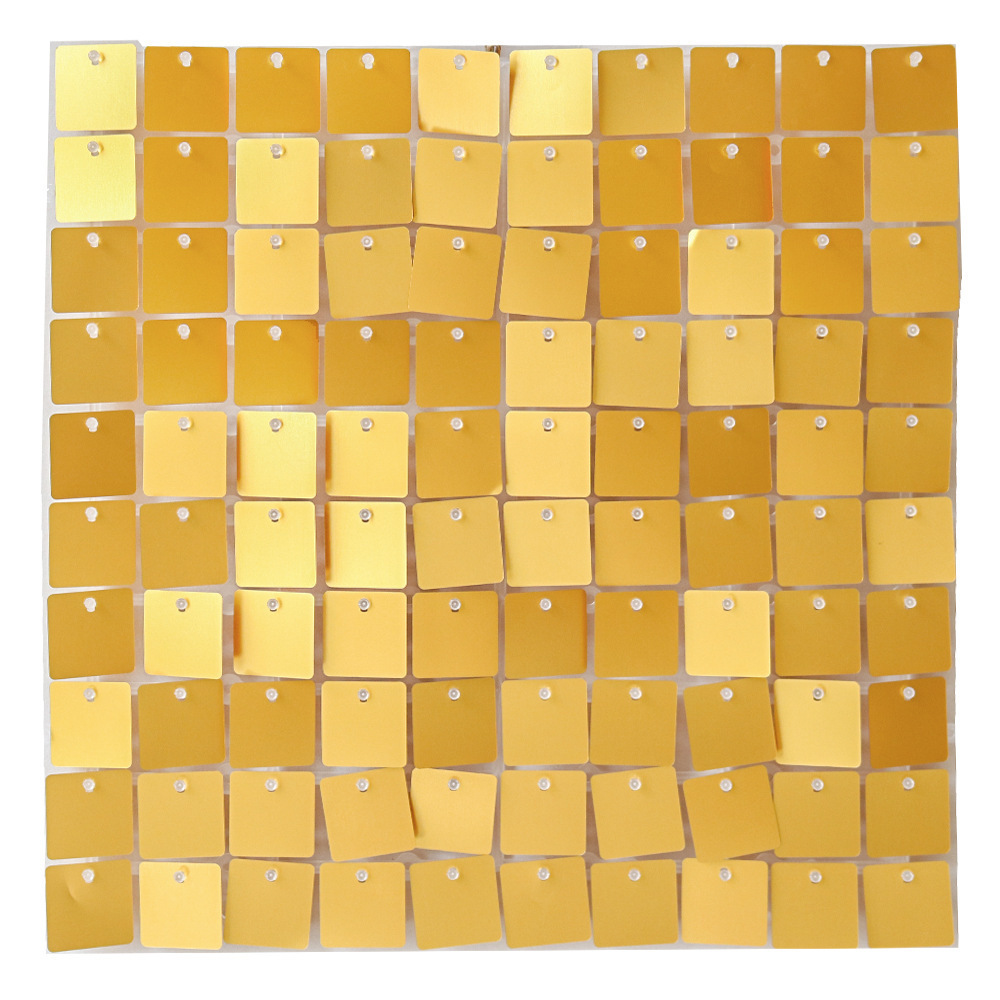 F-S0294 Clear Grid Panel Gold Color Click Interlocking 3D Shimmer Sequin Wall Panel for Wedding Birthday Party Decoration