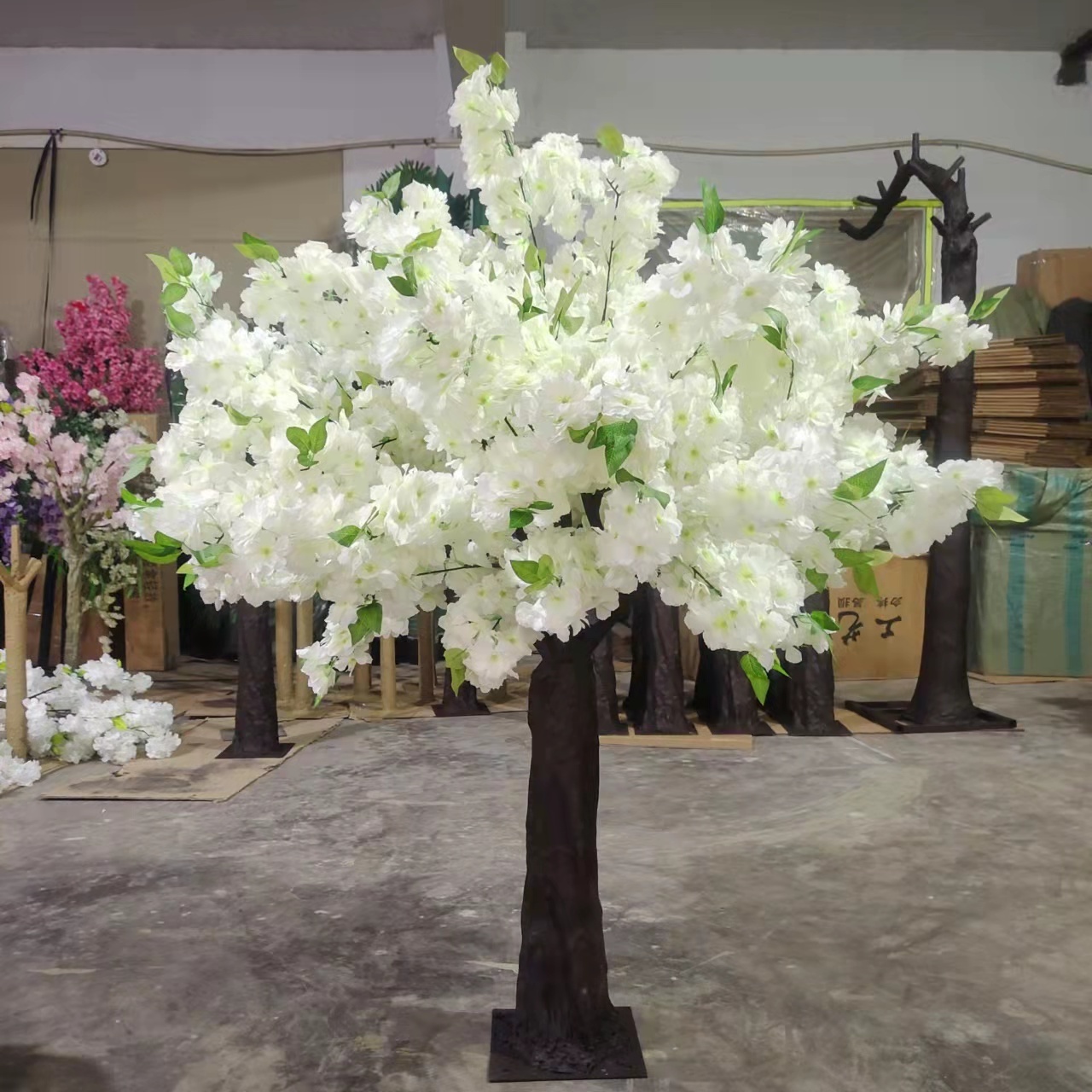 D-CT001 customized big artificial cherry blossom plant faux silk pink white Cherry Blossom Tree for Wedding Decoration