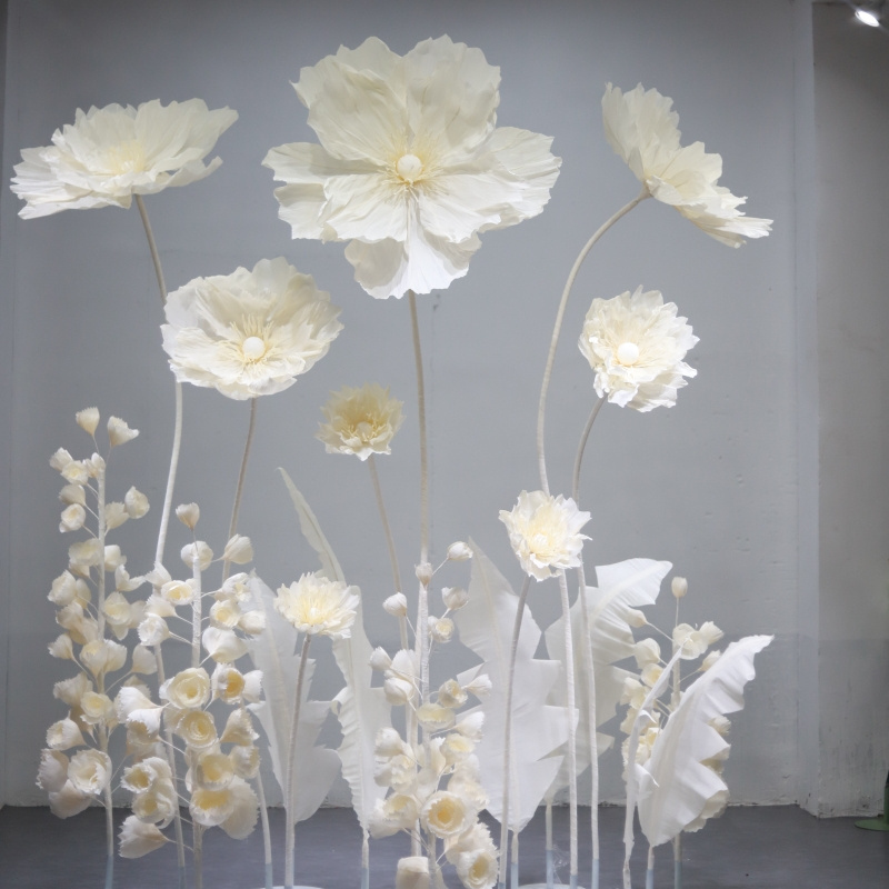 C-WGF004 hot sales wedding decoration artificial simulation large giant poppy organza flowers for indoor outdoor decoration